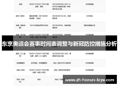 东京奥运会赛事时间表调整与新冠防控措施分析